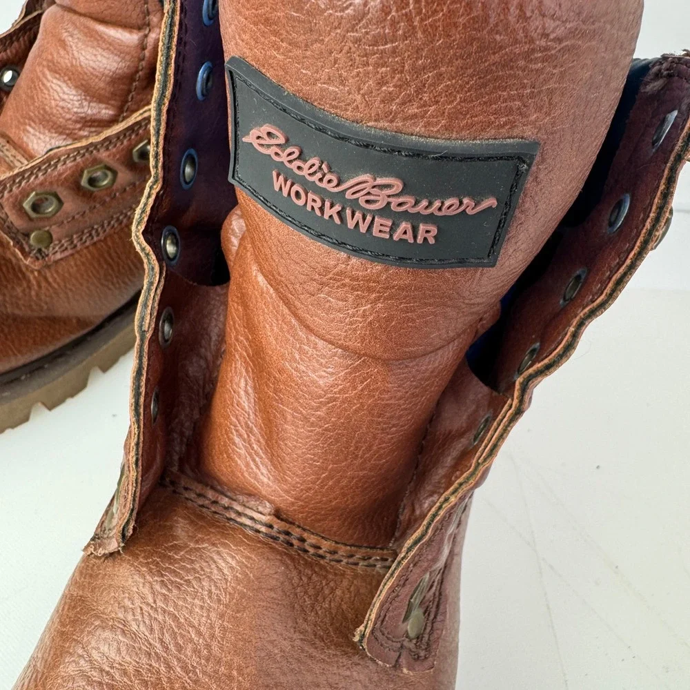 Eddie Bauer Medford ST Boots Men 8M Brown Steel Toe Workwear Safety Lug